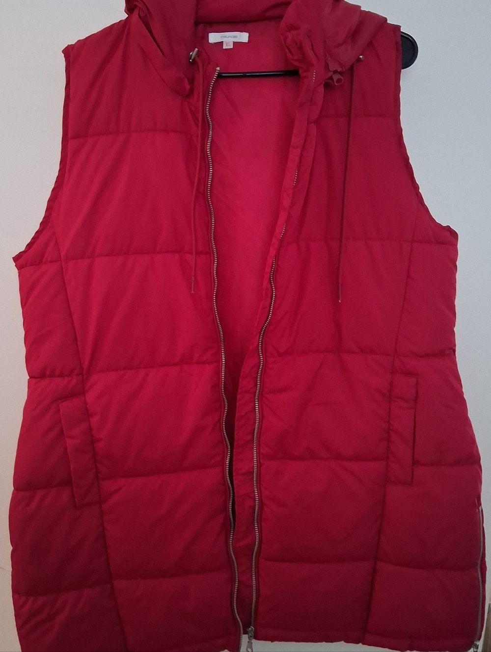 Maurices Bright Red Quilted Hooded Puffer Vest